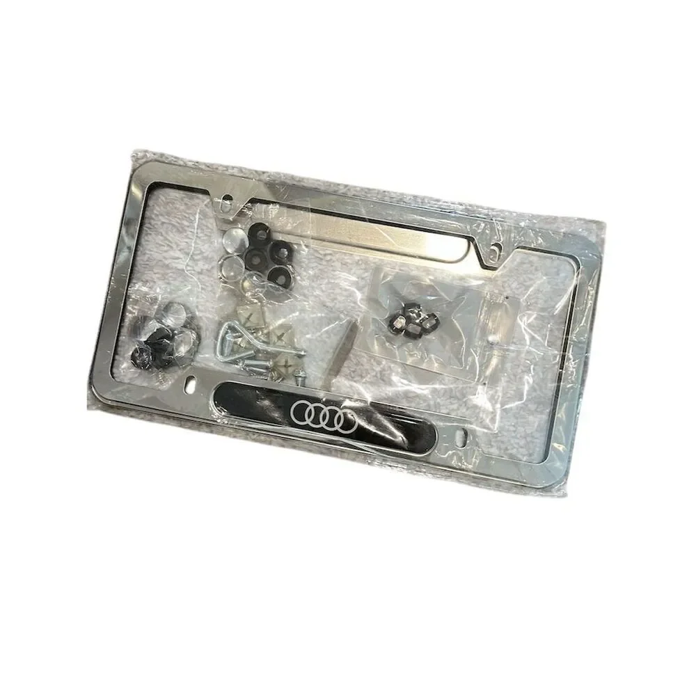 Audi License Plate Frame Silver Chrome Stainless Steel Officially Licensed - Picture 3 of 3